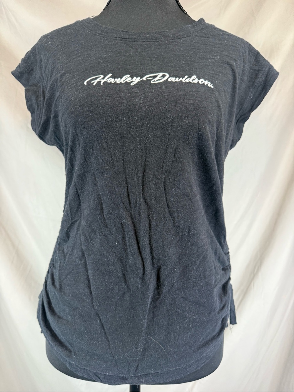 Harley-Davidson Essential Ruched Side-Tie T-Shirt Washed Black - Medium